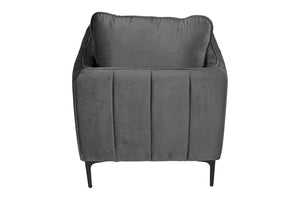 English Elm Accent Chair Velvet Upholstered Channel Tufted Arms with Bold Metal Legs Modern Lounge Gray B089P416551