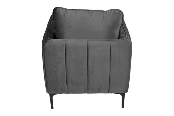 English Elm Accent Chair Velvet Upholstered Channel Tufted Arms with Bold Metal Legs Modern Lounge Gray B089P416551