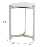 Barmas Side Table White & Silver 110256 Zuo Modern