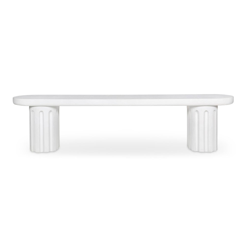 English Elm Eris Outdoor Concrete Dining Bench Fiberglass Reinforced Patio or Industrial B2769S00006