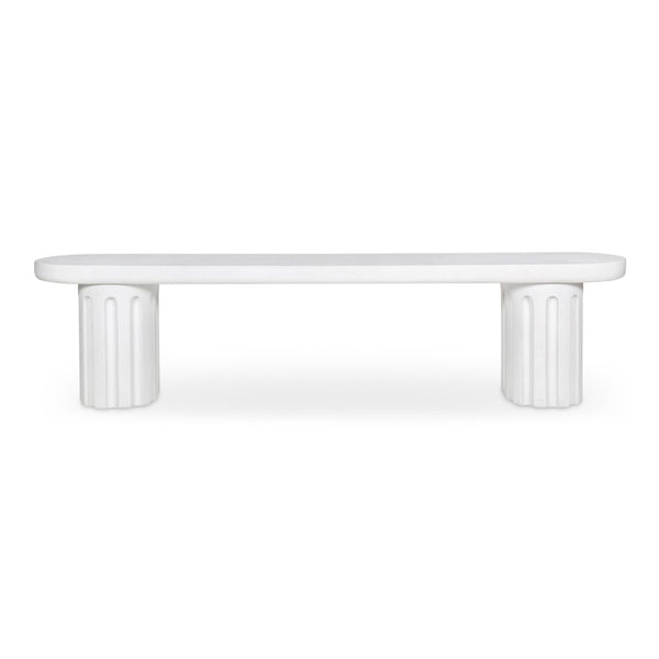 English Elm Eris Outdoor Concrete Dining Bench Fiberglass Reinforced Patio or Industrial B2769S00006
