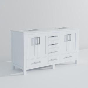 English Elm White Double Bath Vanity With Cultured Marble Top - Elegant Design & Ample Storage, 60" W X 22" D B2731P259073-GIGA