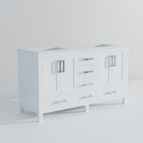 English Elm White Double Bath Vanity With Cultured Marble Top - Elegant Design & Ample Storage, 60" W X 22" D B2731P259073-GIGA
