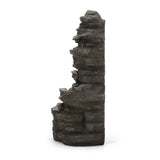 Christopher Knight Home® - Noble House - Coweta Outdoor 4 Tier Rock Fountain, Light Brown