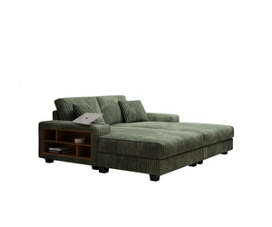 English Elm Convertible Corduroy Sleeper Chair - Plush Oversized Double Chaise Lounge With Smart Storage Solution W1793S00032