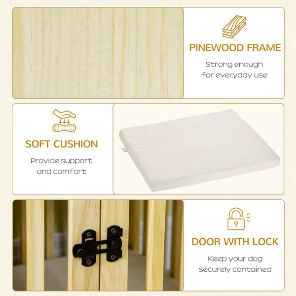 English Elm Pawhut Stylish Wood Dog Crate End Table With Hidden Food Bowl, Cushioned Top & Secure Double Doors W2225P217152-GIGA