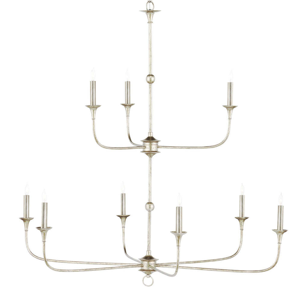 Currey & Company Nottaway Two-tier Champagne Chandelier - Elegant Silver Finish, Adjustable Height, Perfect For High Ceilings Silver Wrought Iron 9000-1313-currey-company