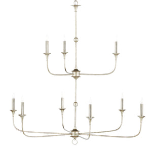 Currey & Company Nottaway Two-tier Champagne Chandelier - Elegant Silver Finish, Adjustable Height, Perfect For High Ceilings Silver Wrought Iron 9000-1313-currey-company