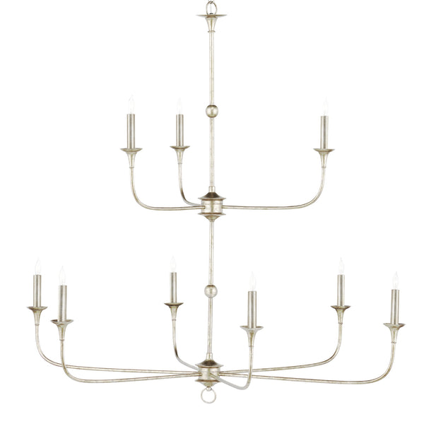 Currey & Company Nottaway Two-tier Champagne Chandelier - Elegant Silver Finish, Adjustable Height, Perfect For High Ceilings Silver Wrought Iron 9000-1313-currey-company