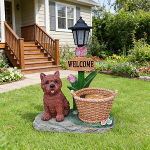 English Elm Labrador Solar Garden Statue with Led Glow and Built-in Succulent Planter Basin W5398P464248