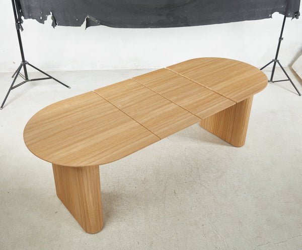 English Elm Extensible Pedestal Dining Table with MDF Top for 4-6, Stylish Durable Design, Easy Assembly, Comfortable Dining Experience Oak W234S00105