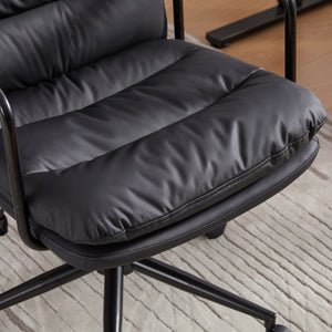 English Elm Office Mid Back Desk Chair with Double Sponge Cushion, Ergonomic Recline 40° and Wide Stable Base Black W1143P373974