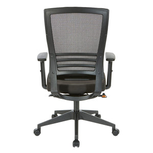 OSP Home Furnishings Vertical Mesh Back Office Chair with Lumbar Support Faux Leather Seat and Synchro Tilt EM60930-F23