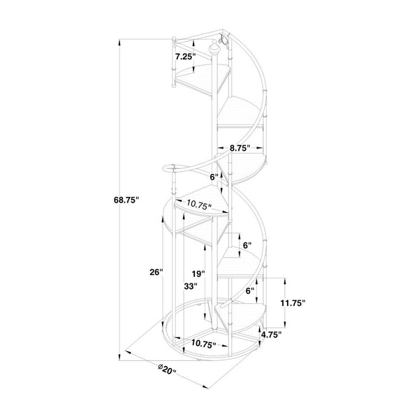 English Elm 69-inch Spiral 8-Shelf Bookcase, Rustic Black Metal Frame with Warm Wood Triangular Shelves, Industrial Accent Piece B016P381094