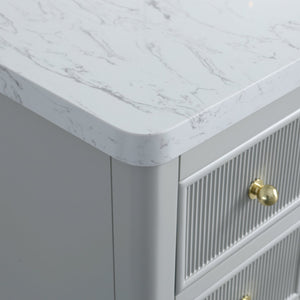 English Elm Fully Assembled 48" Grey Single Sink Bathroom Vanity with Solid Rubberwood, Carrara Top, Soft-Close Drawers W1826P308981