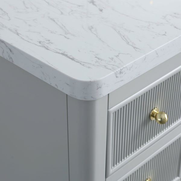 English Elm Fully Assembled 48" Grey Single Sink Bathroom Vanity with Solid Rubberwood, Carrara Top, Soft-Close Drawers W1826P308981