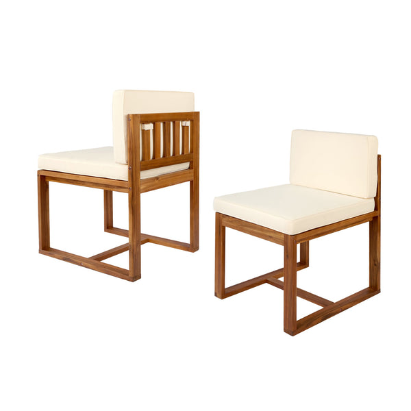 English Elm Christopher Knight Home® - Patio Dining Chairs Set Of 2 - Elegant Acacia Wood With Plush Beige Cushions For Comfort & Style N779P195372B