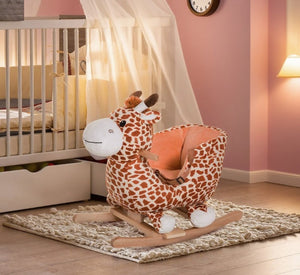 English Elm Kids Giraffe Plush Ride on Rocking Toy with Musical Ear Button and Safety Belt T3971P383495