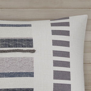 English Elm Full/Queen Serena 3-Piece Cotton Percale Duvet Cover Set with Fringe & Chenille Trims, Antimicrobial Protection B03596495