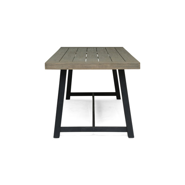 English Elm Christopher Knight Home® - Outdoor Acacia Wood Dining Table Seats 6, Sandblast Gray Finish, Sturdy Corner-Block Joinery, Easy Assembly N768P190946G