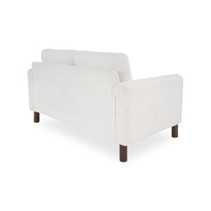 English Elm Comfy Mid-century Modern Loveseat with Walnut Legs Teddy Fabric 2-seat Small Space Sofa White W2308P463600