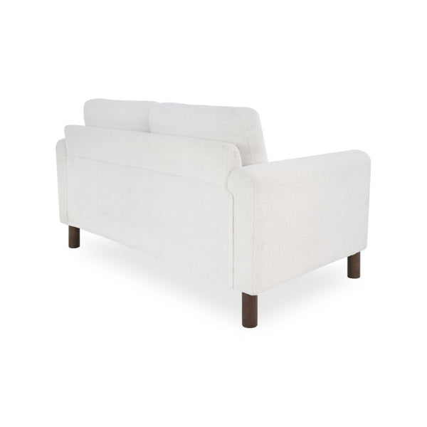 English Elm Comfy Mid-century Modern Loveseat with Walnut Legs Teddy Fabric 2-seat Small Space Sofa White W2308P463600