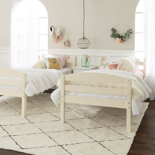 English Elm Walker Edison - Transitional Solid Pine Twin-Over-Twin Bunk Bed Frame with Safety Rails, Ladder & Slat Support White 81 L x 14.76 W x 9.84 H B185P326695