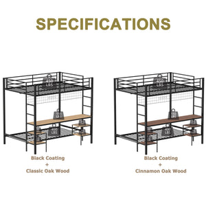 English Elm Ethan Full Over Twin Bunk Bed With Desk, Charging Station & Storage For Teens - Space-Saving Design! B083S00001