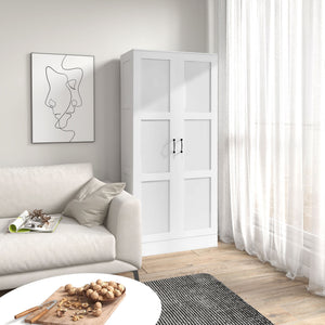 English Elm Homcom 71" Tall Storage Cabinet With Adjustable Shelves, Soft-Close Doors, Modern White Design W2225P229415