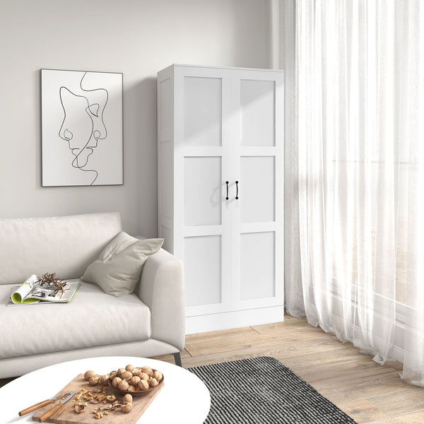 English Elm Homcom 71" Tall Storage Cabinet With Adjustable Shelves, Soft-Close Doors, Modern White Design W2225P229415