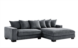 English Elm Luxe Oversized L-Shaped Sectional Couch With Chaise - Dark Grey Corduroy Sofa For Modern Living Rooms B2735S00004