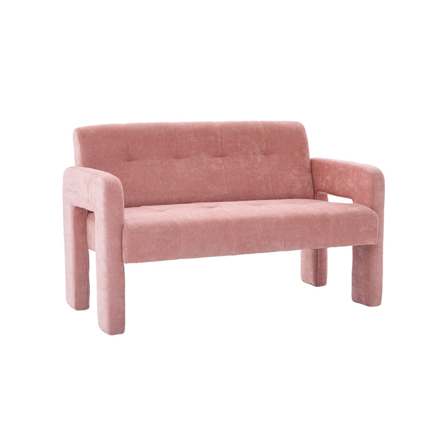 English Elm Nordic Ergonomic Double Armchair Upholstered Chenille Sofa 2-Seater Compact Lounge Chair 550LB Capacity Pink W395P380535
