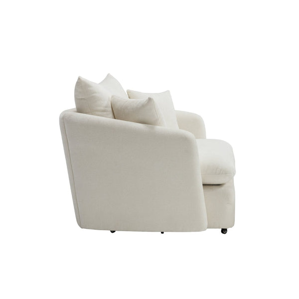 English Elm 360° 360 Swivel Oversized Chenille Armchair with Pocket Spring Seat and Three Throw Pillows Beige W1361S00074