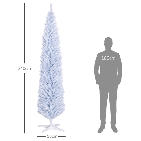 English Elm Homcom 8' Slim Pencil Christmas Tree - Realistic 618 Branch Tips, Space-Saving Design For Any Room W2225P249666