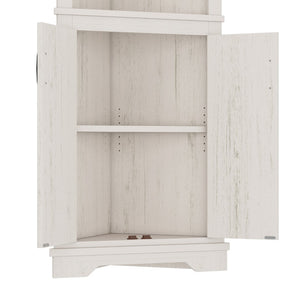 English Elm Tall Corner Cabinet with Open Shelves Enclosed Storage for Living or Dining Rooms W1580P425307