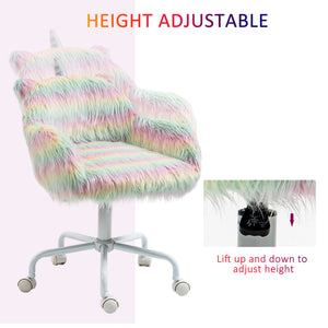 English Elm HOMCOM Plush Fluffy Unicorn Office Chair with Mid-Back, Armrests, Adjustable Height & 5-Star Wheels W2225P173829