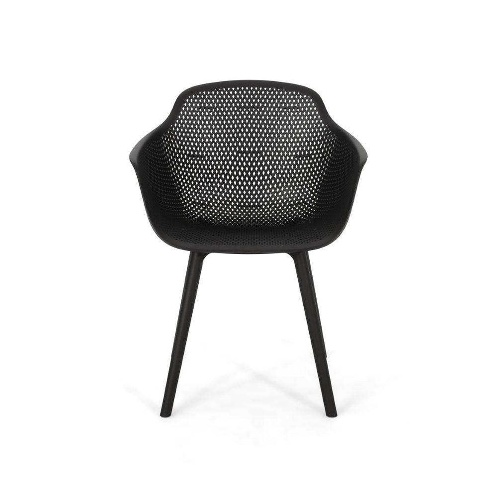 English Elm Lotus Outdoor Dining Chairs Set of 2 with Diamond Perforated Weather Resistant Design N776P417868B