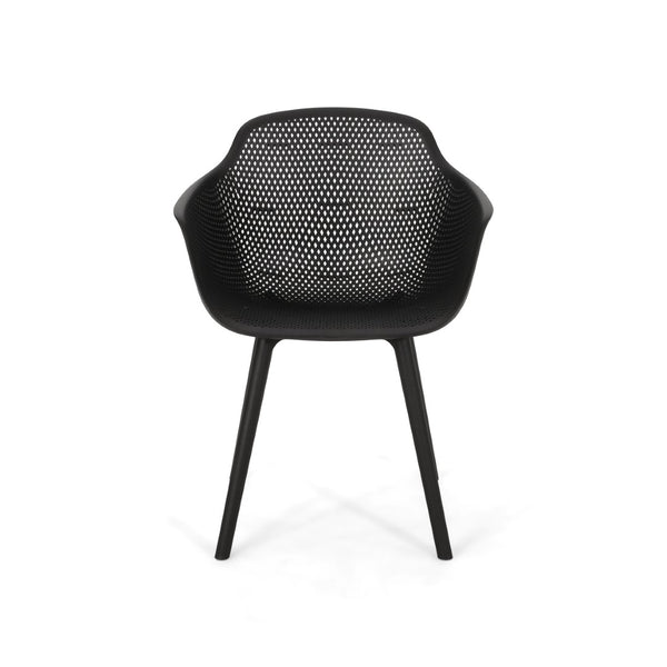 English Elm Lotus Outdoor Dining Chairs Set of 2 with Diamond Perforated Weather Resistant Design N776P417868B