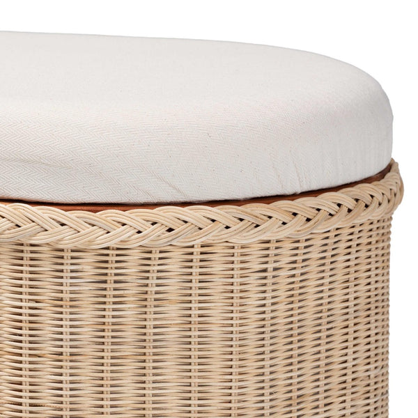 English Elm Braided Rattan Oval Storage Bench Mahogany Frame Lift Top Seat Entryway Boho B2750P467838