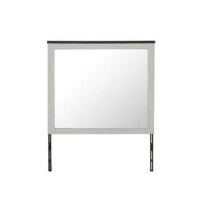 English Elm Avery Beige Mirror with Sleek Wood Frame, Large Attaching Dresser Mirror with Dark Top Accent B201P390585