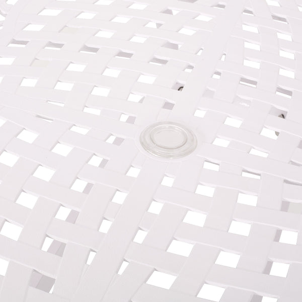 English Elm Christopher Knight Home® - Monterey Cast Aluminum 7-Piece Outdoor Dining Set in White — Floral Lattice Table, Rust-Resistant Elegance 54589.00WHI-6_57704.00WHI