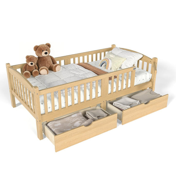 English Elm Metal Twin Over Full Bunk Bed White Steel Frame Space Saving Slat Support for Teens Natural W1580P383110