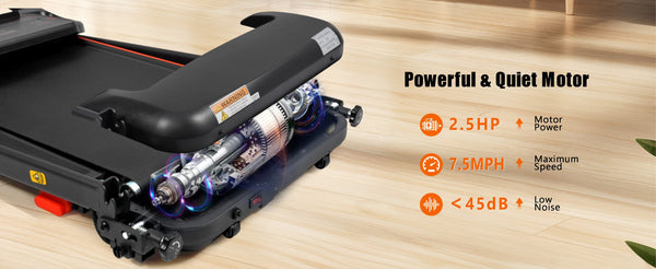 English Elm Treadmills Folding Home Fitness Machine 2.5hp Motor Shock Absorbing Belt Bluetooth Speaker N728P266573A