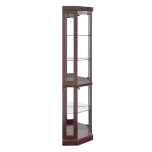 English Elm Lighted Corner Curio Cabinet - Elegant Display Case With Built-In Lighting For Collectibles & Glassware W1758P294620