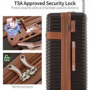English Elm 4 Piece Abs Hard Shell Luggage Set with Spinner Wheels Tsa Lock and Packing Cubes Coffee PP313145AAZ