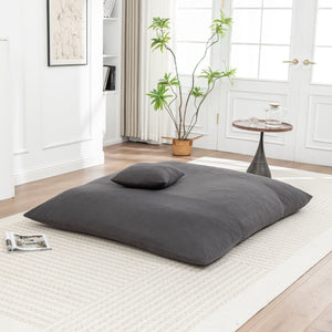 English Elm Floor bean bag chair corduroy lounger with removable washable cover, cozy adult & kid seating for home relaxation Grey W1170P337434