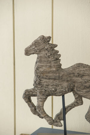 English Elm 14x3x14.5" Defiance Spirited Polyresin Horse Accent Medium — Textured Natural Finish, Stable Stand, Bold Decorative Focal Point for Shelves and Mantels W2078P311861