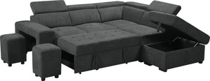 English Elm Remy Woven Fabric Sleeper Sectional with Storage Ottoman and Tucked Away Stools B2749S00184