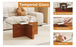 English Elm Only Square Tempered Glass Table Top Heat Resistant Clear Surface for Dining W1151P209992