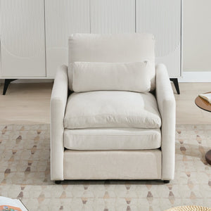 English Elm 31.9" Cozy Upholstered Armchair with Chenille Fabric, Double-Layer Cushions & Lumbar Support Beige N719P251495A